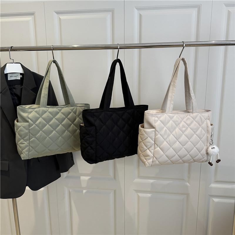 Large Capacity Tote Bag Korean Style Nyl Diamd Pattern Shoulder Bag Women Ins Fashi Commuting Shopping Bag