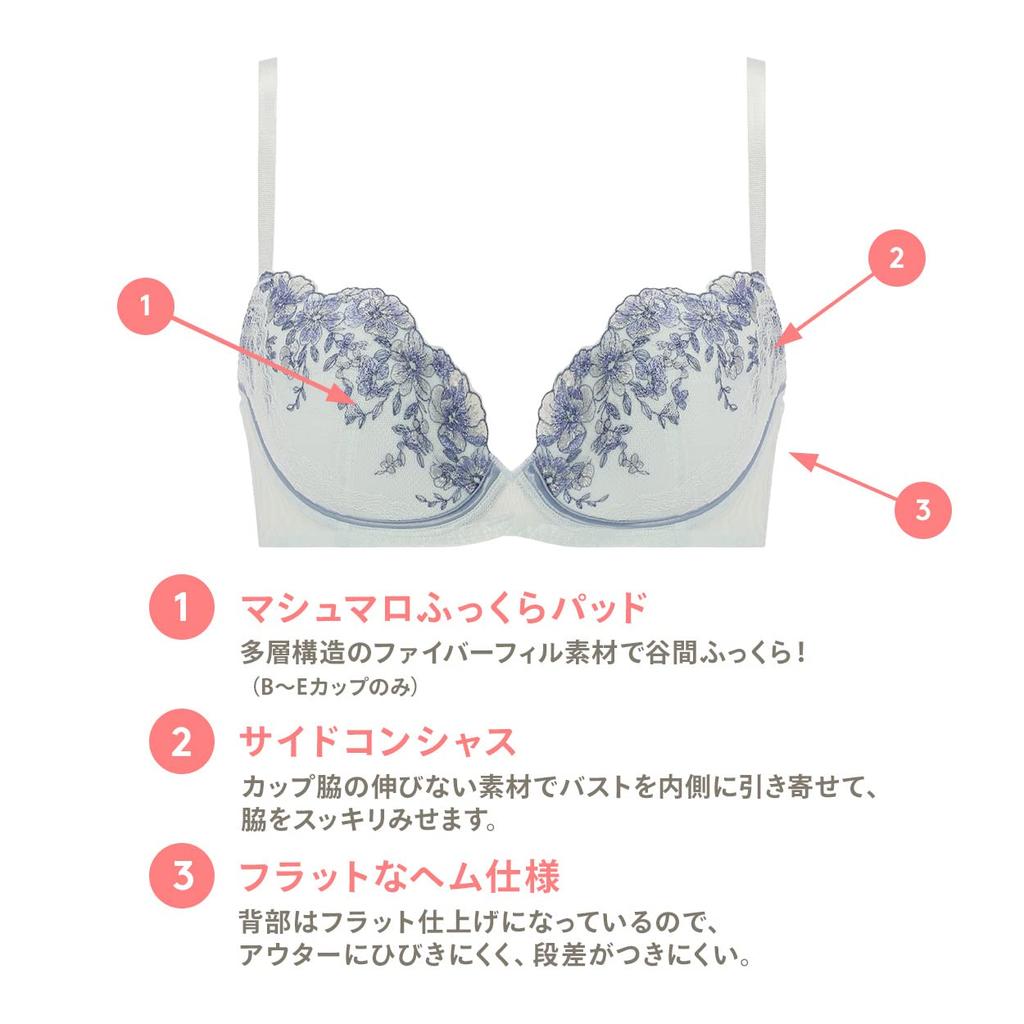 AMOSTYLE Charming Glamor Dear M019 Size E65 Bra, Floral, (Pink),