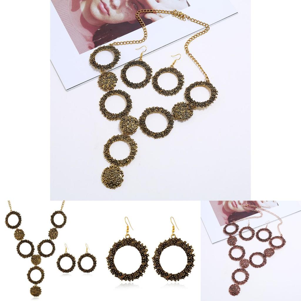 Retro Alloy Necklace Jewelry Set With Gold Plated Finish For Art Fashion Enthusiasts
