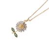 Sunflower Zircon Titanium Steel Necklace: Women's Elegant Light Luxury Design