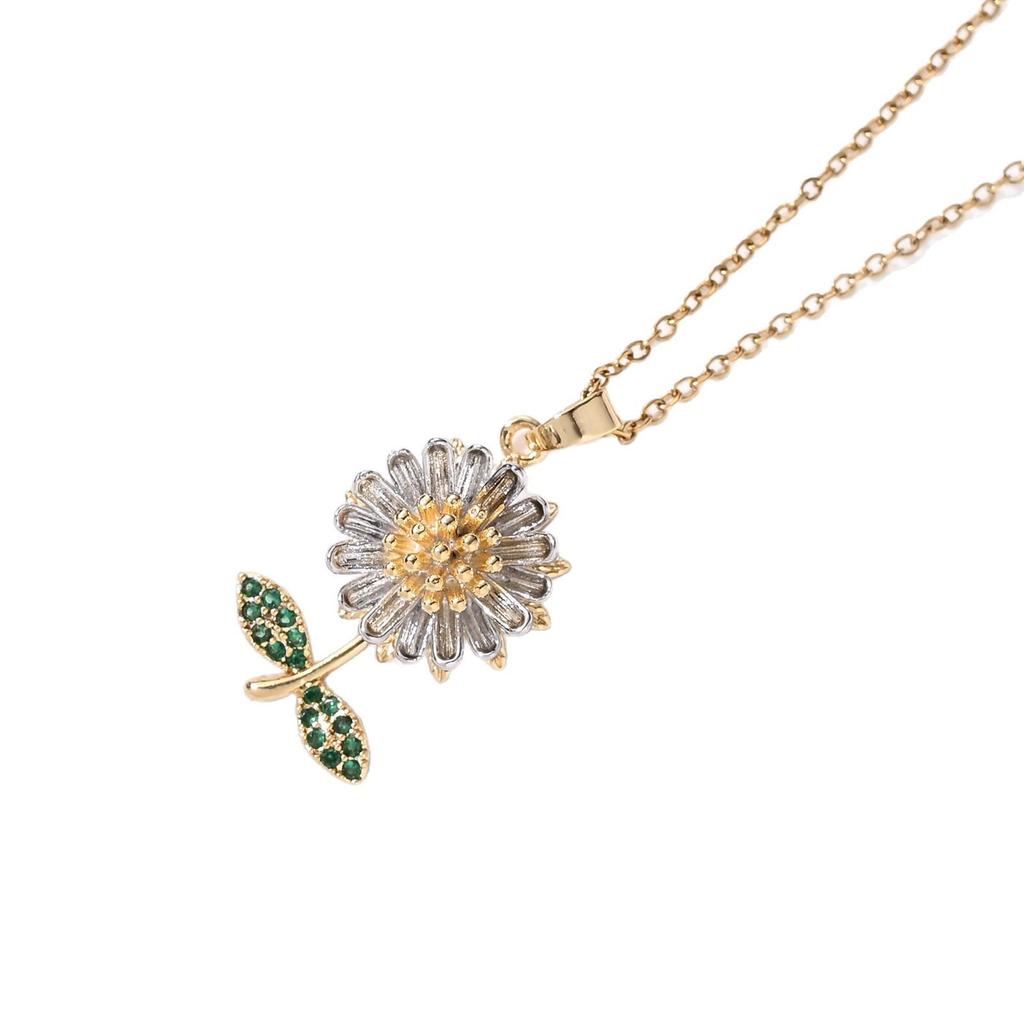 Sunflower Zircon Titanium Steel Necklace: Women's Elegant Light Luxury Design