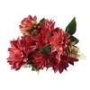 Dahlia Rose Daisy Artificial Flowers Green Leaves Multicolor Simulation Flower Silk Petals DIY Faux Flower Room Decoration