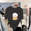 T-shirt Unisex in Cotone per Donna Moda Coreana Larga per Adolescenti Oversize Taglie Forti in Saldo Grafica Stampata Om