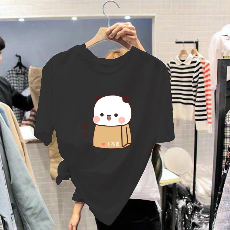 T-shirt Unisex in Cotone per Donna Moda Coreana Larga per Adolescenti Oversize Taglie Forti in Saldo Grafica Stampata Om