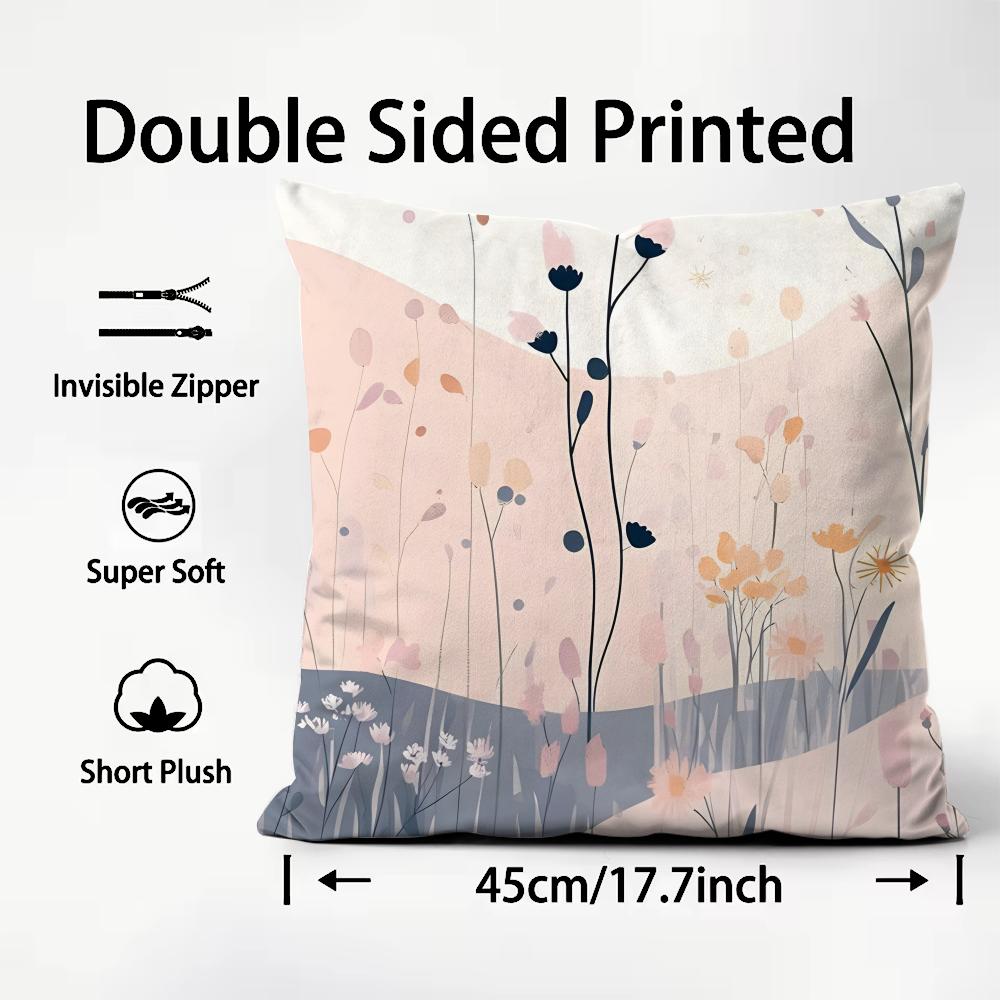 Little Flowers INS Cushion Cover Plush Fabric Soft DoubleSided Printed Sofa Warm Winter Home Child Gift Pillow Case