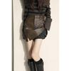 Spicy Maillard Coffee PU Leather Mini Skirt - Sexy, Versatile, Anti-Exposure, Hip-Hugging A-Line for Autumn/Winter