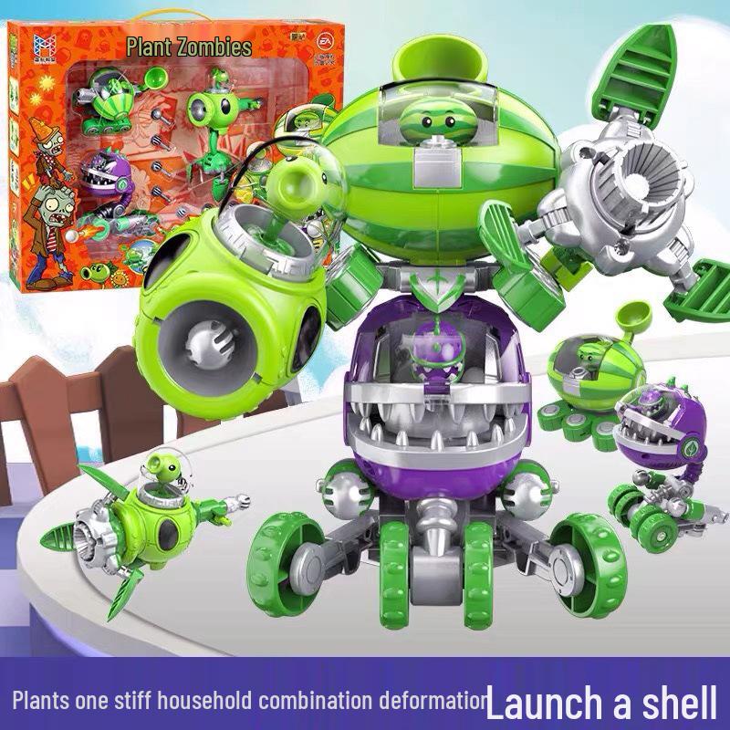 Plants vs. Zombies 2 Transforming Toys: Peashooter, Chomper, Shark, Doctor, Mecha, Giant Boy