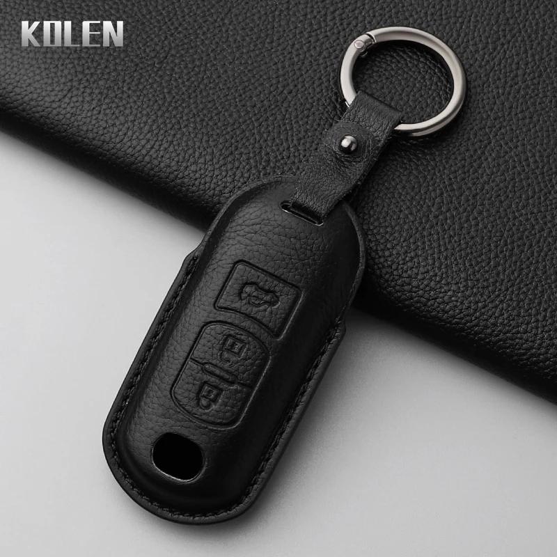 Leather Car Key Case Cover Shell For Mazda 2 3 6 Atenza Axela Demio Cx-5 Cx5 Cx-3 Cx3 Cx7 Cx-7 Cx-9 Cx9 Mx5 2 3 Buttons Keychain
