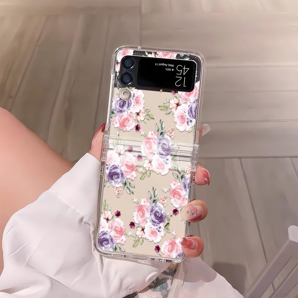 Capa de Celular Libélula em Flor Para Samsung Z Flip 3 4 5 6 F711 Capas Funda Para Samsung Z FLIP 3 4 5 6 Capa Cover Funda Coque