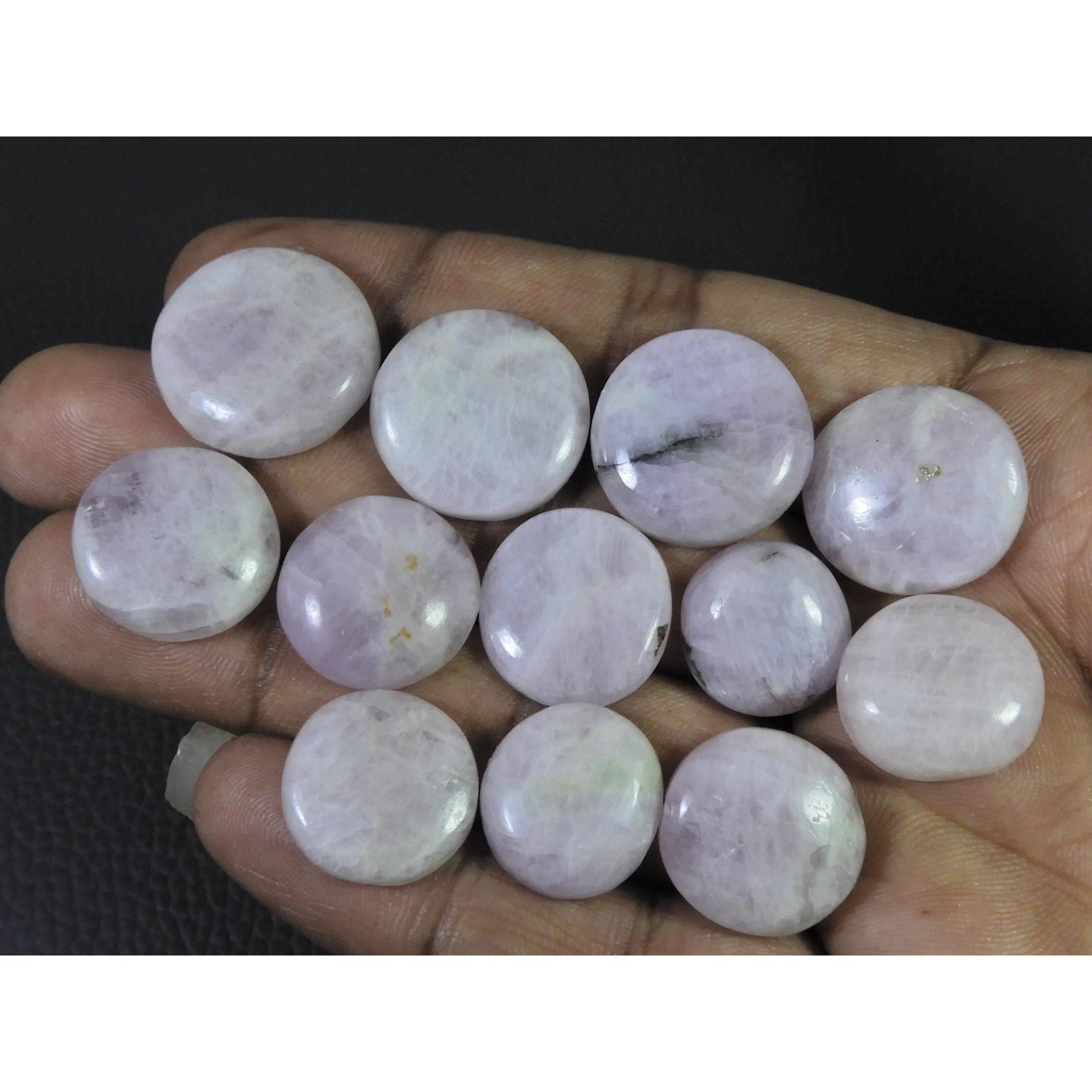 

190Cts. Natural Pink Kunzite Round Cabochon Loose Gemstone 11Pcs Lot 15-21MM C-1179