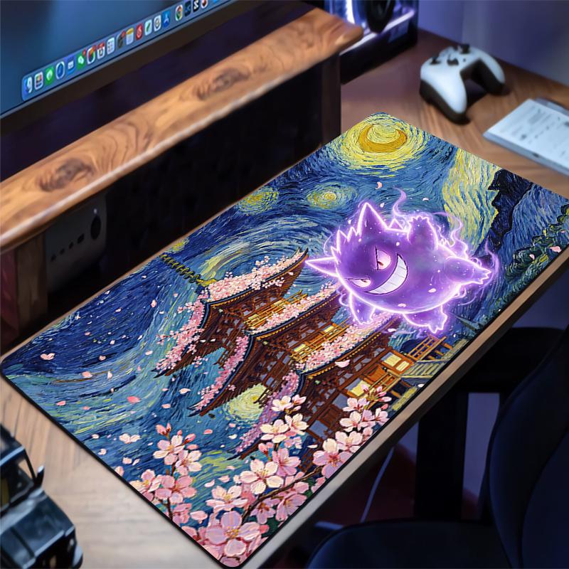 Mouse Pad Pokemon Gengar Sakura Pagoda Anime Gaming Accessories Keyboard Desk Mat Gabinete Gamer Rug Carpet Mousepad Mouse Mats