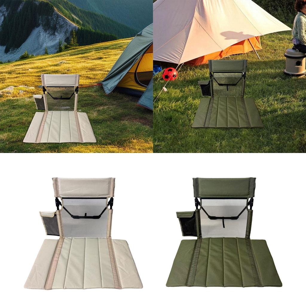 Folding Beach Chair with Back Support Floor Seat Portable Stadium Seat for Activities Lawn Fishing Barbecues Sporting Event