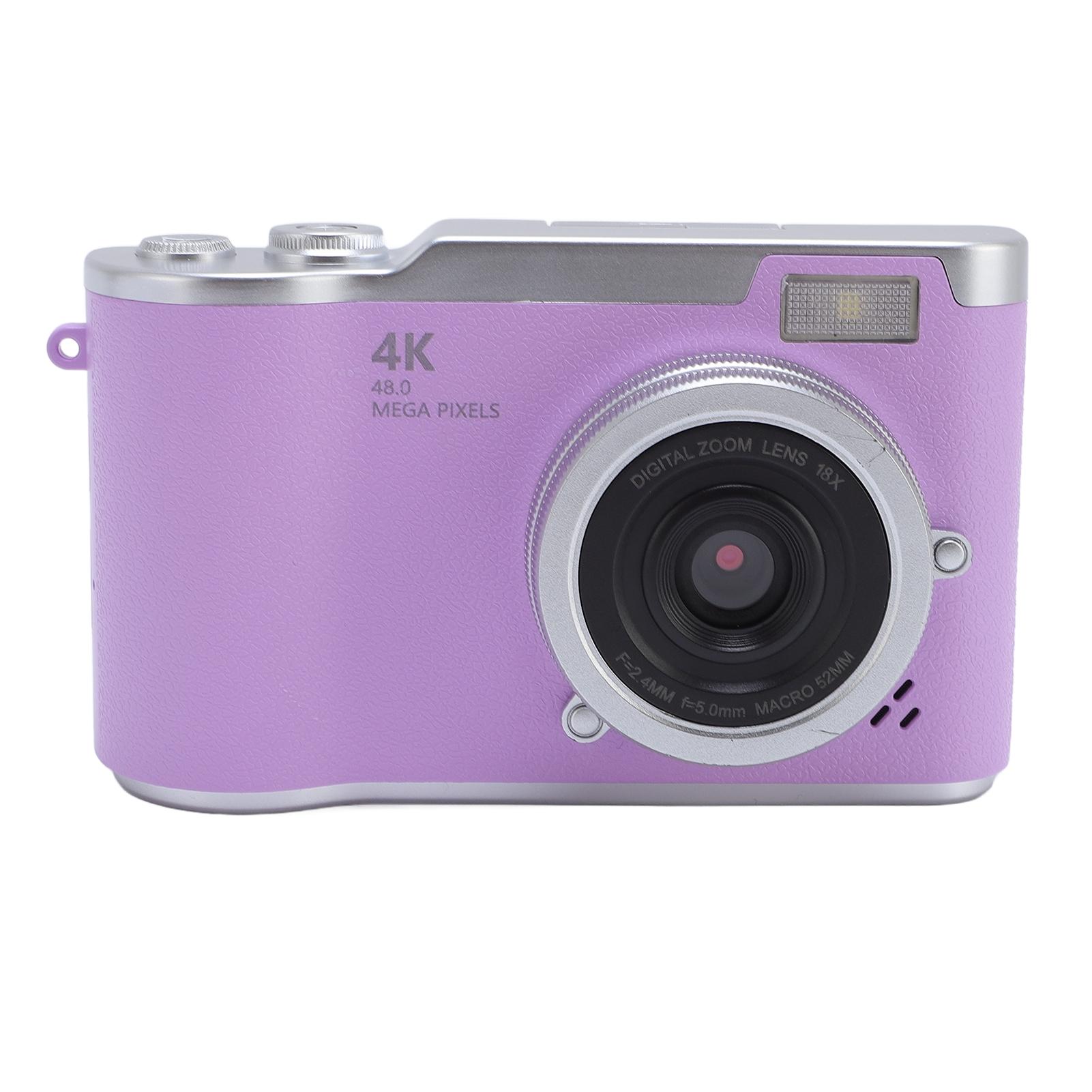 

Digital Camera 4K 48MP 18x Zoom Auto Focus 2.4 Inch Screen Built in Fill Light Compact Students фіолетовий