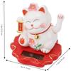 3in Solar Waving Cat Ornament ABS Light Operated Lucky Cat Decor  Outdoor Porch Display Piece