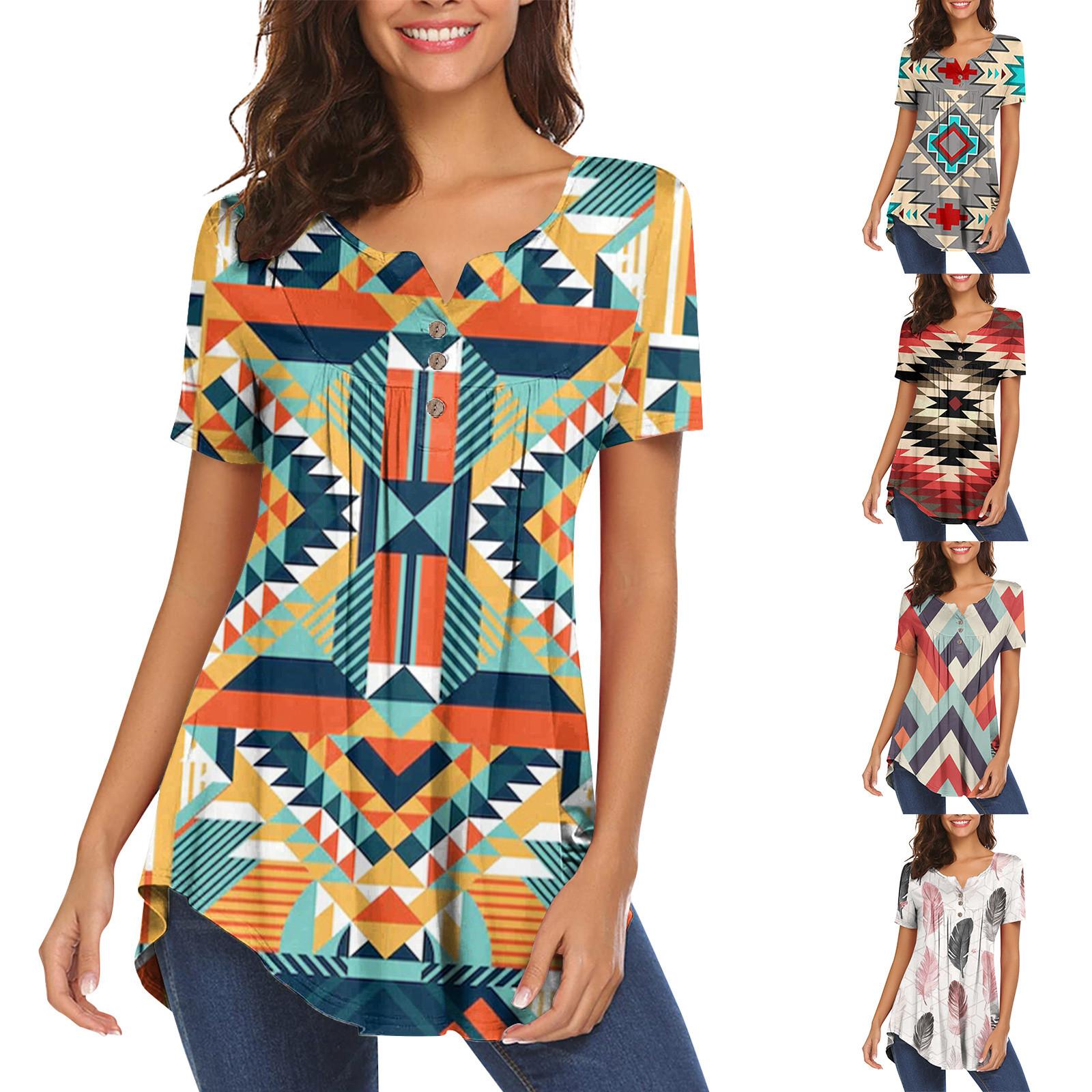 

Женская туника с коротким рукавом, свободные топы, повседневные топы больших размеров, плиссированная туника на пуговицах, повседневные летние весенние футболки, топы для женщин