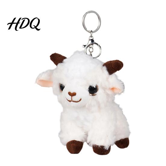 Cute Animal Key Clip Plush Sheep Keychain Soft Stuffed Bag Charm with Metal Ring New Year Gift for Kids Backpacks and Keys Cartoon Lamb Pendant