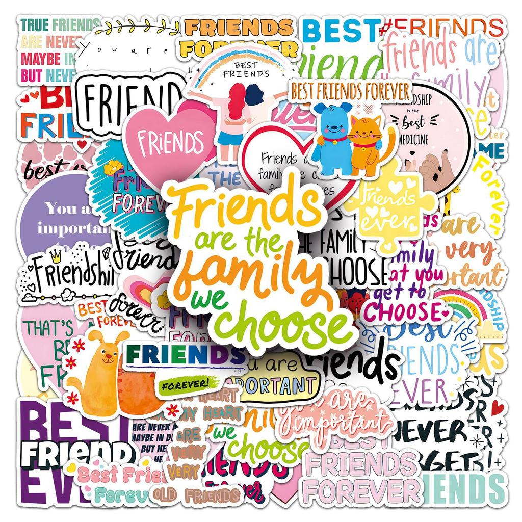 51 Friendship Graffiti Stickers Personality Friends Are Very Important English Sentences Decorate Mobile Phone Case Water Cup Stickers