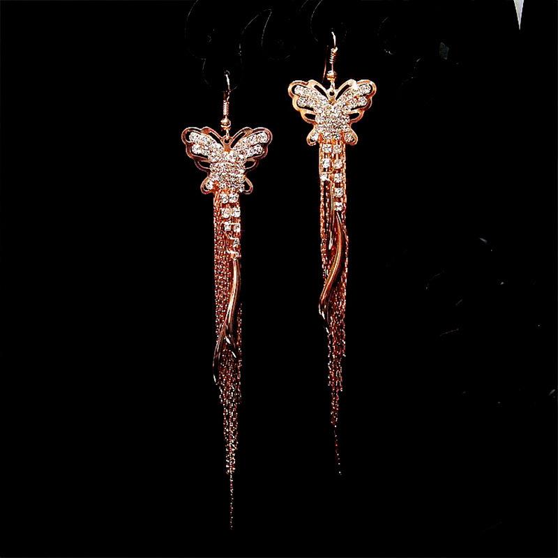 Star Shine Luxury Crystal Earrings Fashion Gala High-end Diamond Earrings Tassel Temperament Earrings