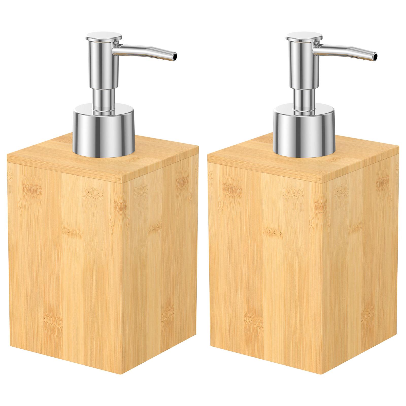 

2/4Pcs Bamboo Soap Dispenser 250ml Wooden Lotion Pump Dispenser with Stainless Steel Pump Kitchen Bathroom Distribution Bottle