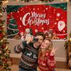 Decorative Holiday Fabric Christmas Banner, 71x43 Inches Santa Sleigh Reindeer Snowman Backdrop for Winter Wonderland Easy Install Door Banner