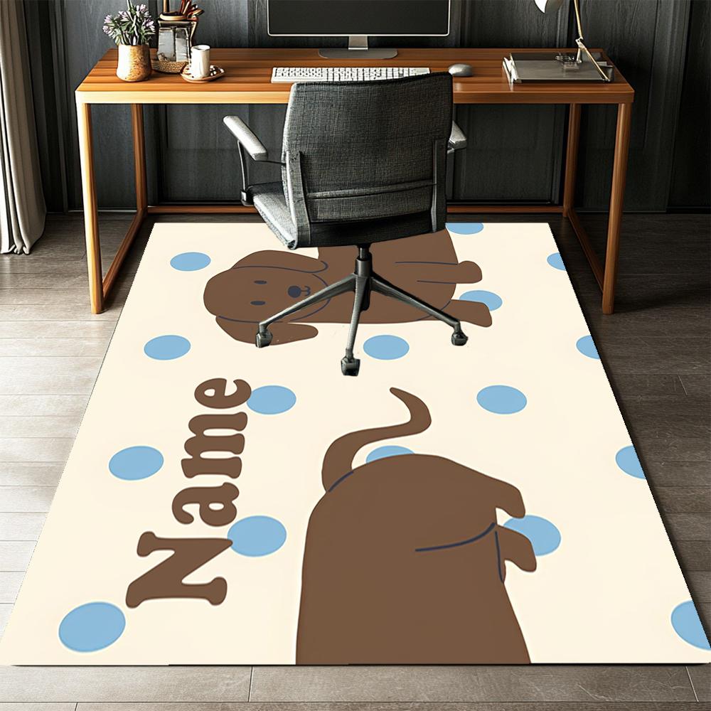 Tappeto Stampato con Nome Personalizzato per Cane, Tappeto per Sedia da Ufficio, Soggiorno, Camera da Letto, Cucina, Decorazioni, Regali.