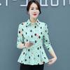 Women Clothing Polka Dot Printed Blouse Commute Long Sleeve Korean Single-breasted  Polo-Neck Fashion Shirt