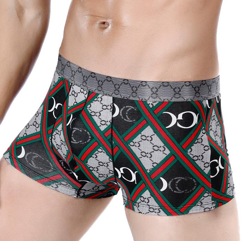 Nové prvotřídní pánské boxerky s bavlněným potiskem sexy tide pánské krátké kalhotky se čtyřmi rohy