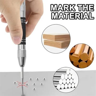 Automatic Center Punch Locator Adjustable Spring Impact Center Marker Scriber Tool For Woodworking Non-slip Punching