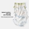 Women's Spring and Summer Print Cotton Antibacterial Extension Crotch Naked Sense Stretchless Briefs