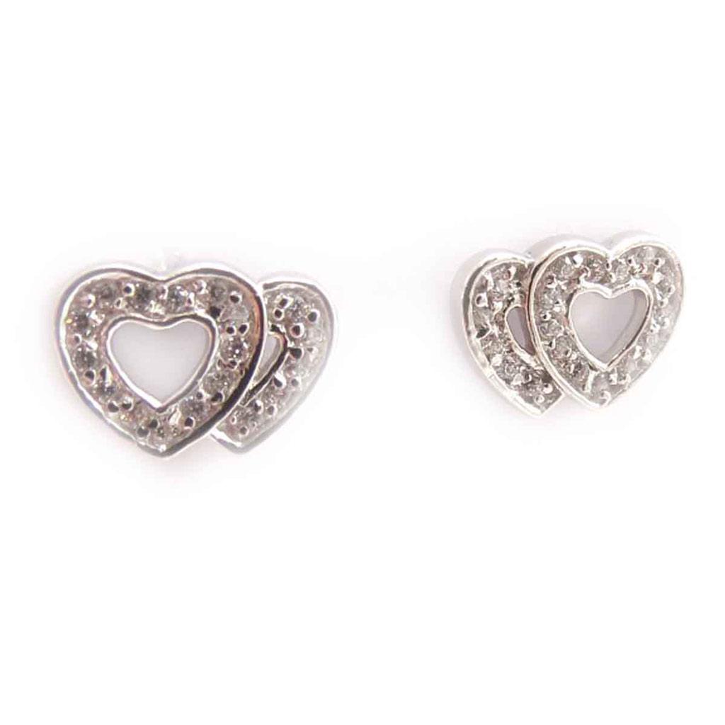 Les Trésors De Lily [J8646] - Silver Earrings 'Love' Silver White (rhodium-plated) - 11x8 Mm