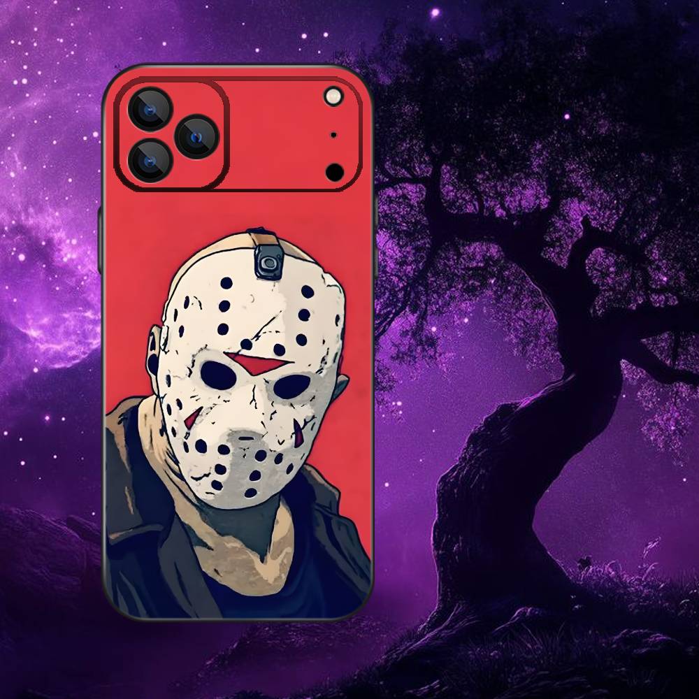 Film Horror J-Jason Voorhees Phone Case For iPhone 17,16,15,14,13,12,Pro,Max,Plus,E,SE4,Air,Mini Black Soft Box