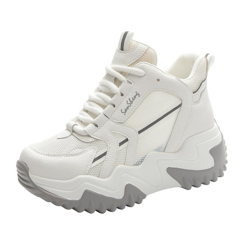 2025 nové zvýšené s tlustou podrážkou univerzální prodyšné ležérní "dad" boty klínový podpatek šněrovací vysoké sandály síťované boty dámské boty