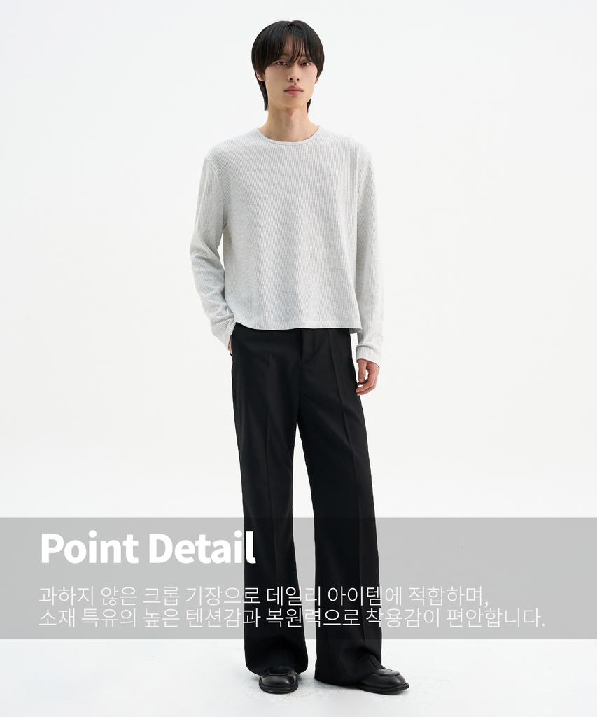 Triple Sense Comfort Waffle Crop Long Sleeve T-Shirt_Gray