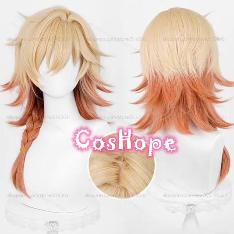 HSR Mydeimos Cosplay Pruik Mydei 55cm Lang Lichtblond Gegradiente Oranje Pruik Cosplay Anime Cosplay Pruik Hittebestendige Synthetische Pruik One Size white