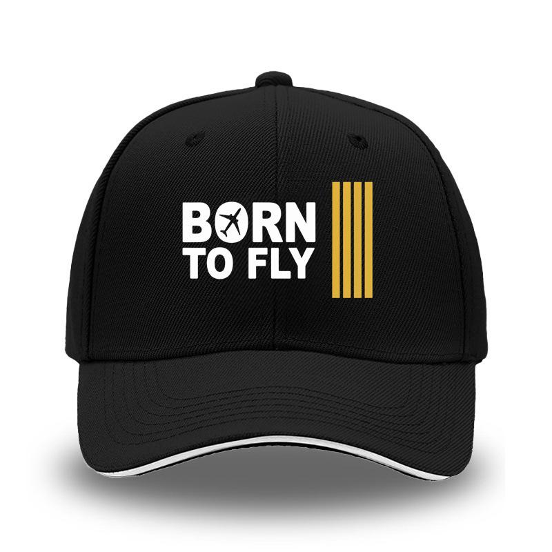 Sandwich sandwich print BORN TO FLY European and American hard top curved edge baseball hat men's outdoor hat