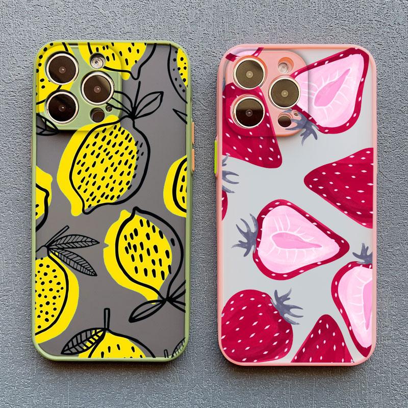 Color Fruits Banana Strawberry Phone Case For iPhone 14 13 12 11 Pro Max Mini 15 Pus Pro Max X XS XR 7 8 Plus Shockproof Covers