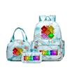 New Printed Rhythm Box Student School Bag Three-piece Casual Sprunki Backpack Crossbody Bag Pencil Bag D