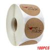 50-500Pcs Kraft Paper Homemade With Love Stickers Scrapbooking For Envelope And Package Seal Labels Sticker Stationery Handmade