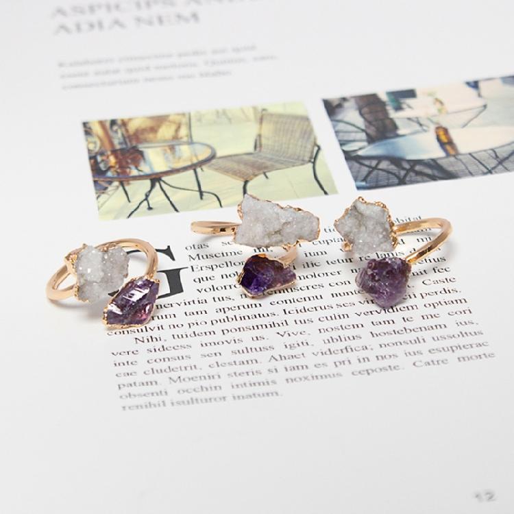 Stylish Irregular Druzy Stone Rings Open Finger Rings Adjustable Rings Ornament