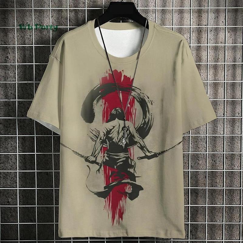 Japanese Samurai Pattern Men's T-Shirt 3D Print Short Sleeve T-Shirt Oversized Harajuku Top Summer Men's Casual Clothing