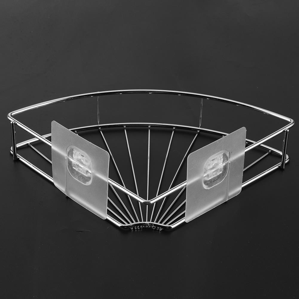 Punch Free Stainless Steel Triangular Storage Shelf Corner Bathroom Shelf Rack Organizer with Adhesive