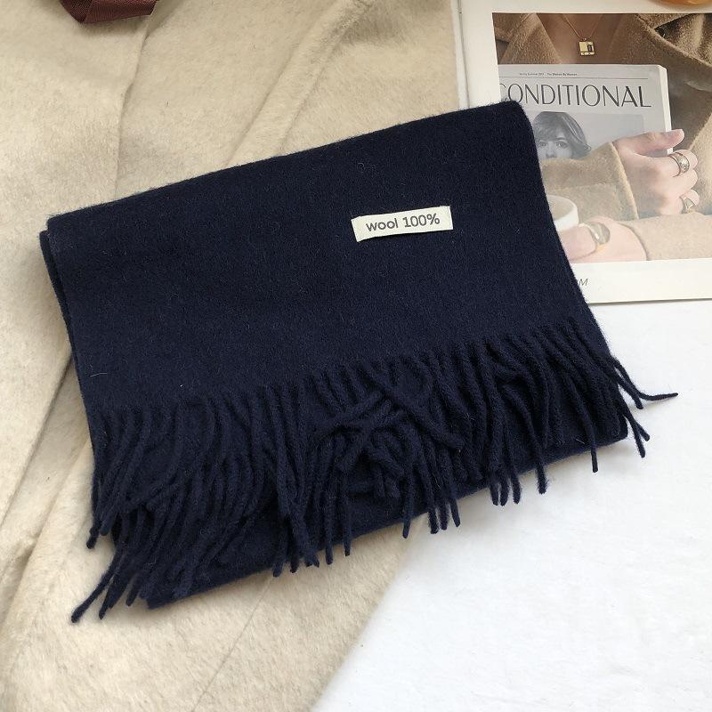 Ladies Wool 100% Australian Pure Wool Scarf Women Long Fringed Warm Cashmere Shawl Winter Thik Warm Knitted Neck Scarf Wrap