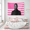 Berühmter R&B-Sänger Wandteppich Rosa US-Flagge Wandbehang Flachdruck Ästhetischer Musikstar Wanddekoration für Schlafzimmer Wohnheim Männerhöhle