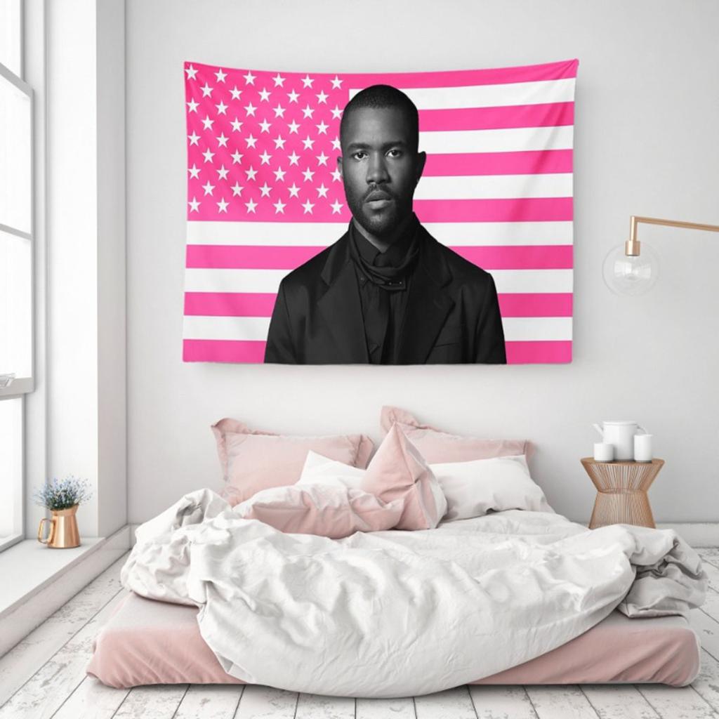 Berühmter R&B-Sänger Wandteppich Rosa US-Flagge Wandbehang Flachdruck Ästhetischer Musikstar Wanddekoration für Schlafzimmer Wohnheim Männerhöhle