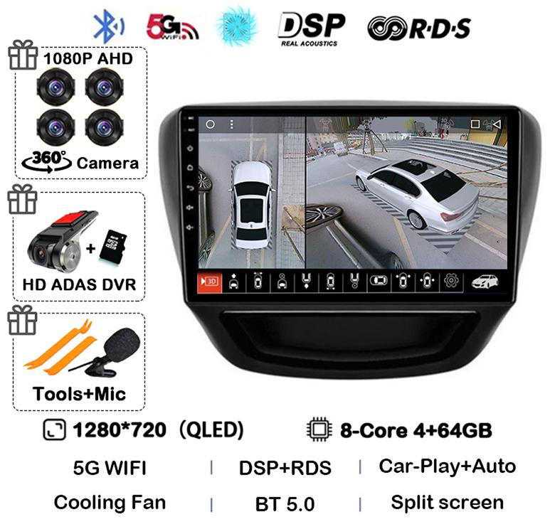 Android 14 Carplay Auto Car Radio For Chevrolet Cavalier 2016 2017 2018 Multimedia Stereo Video Player GPS 4G+WIFI BT 360 Camera