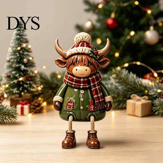 Unique Holiday Gift for Family Christmas Shelf Sitter Figurines, Retro Farm Animal Hanging Leg Decor, Farmhouse Style Decor Ornaments Mantel Tabletop