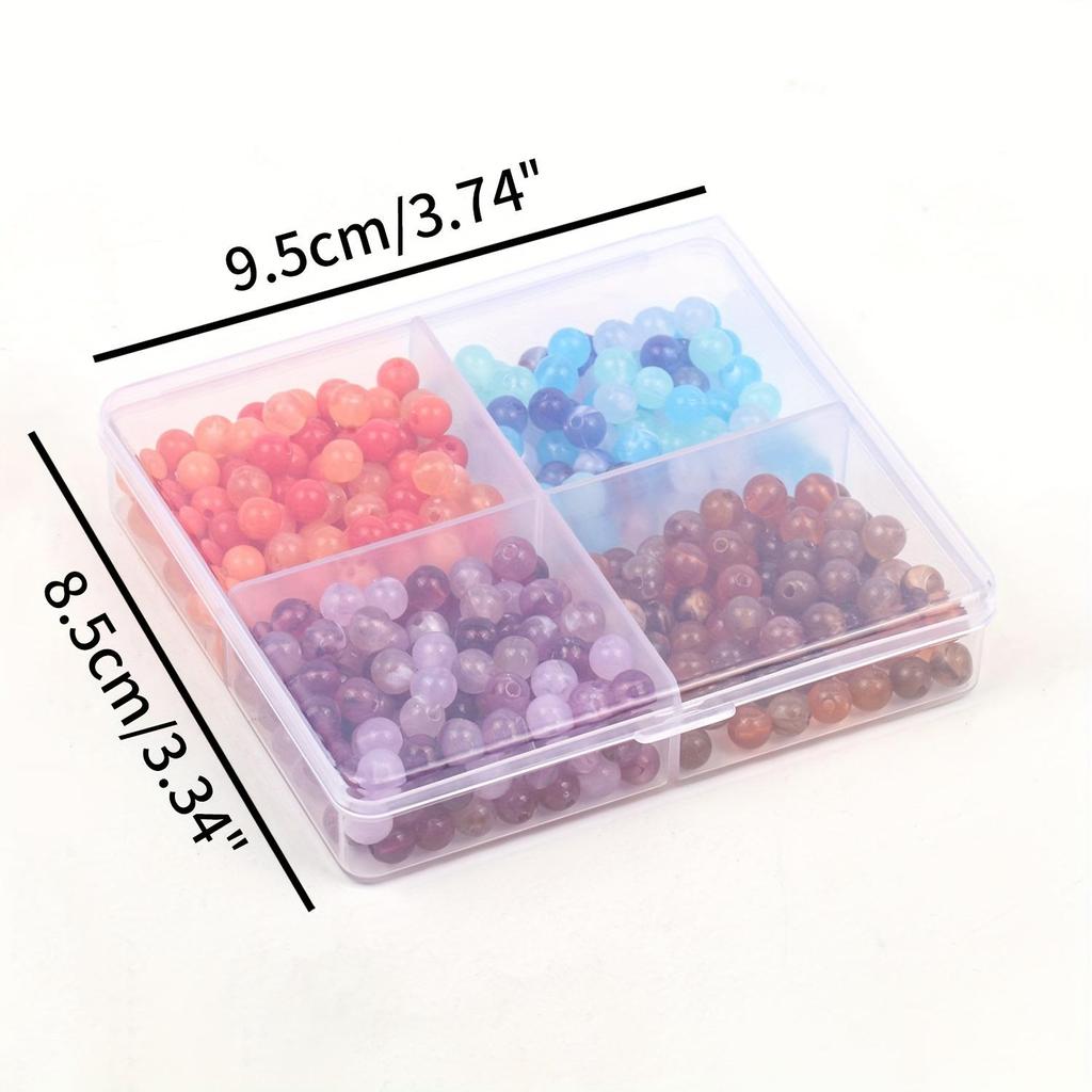 4 Grid Box Mixed Color 6mm 440pcs Acrylic Bead Jewelry Making Kit, Handmade DIY Bracelet Necklace Gift Making
