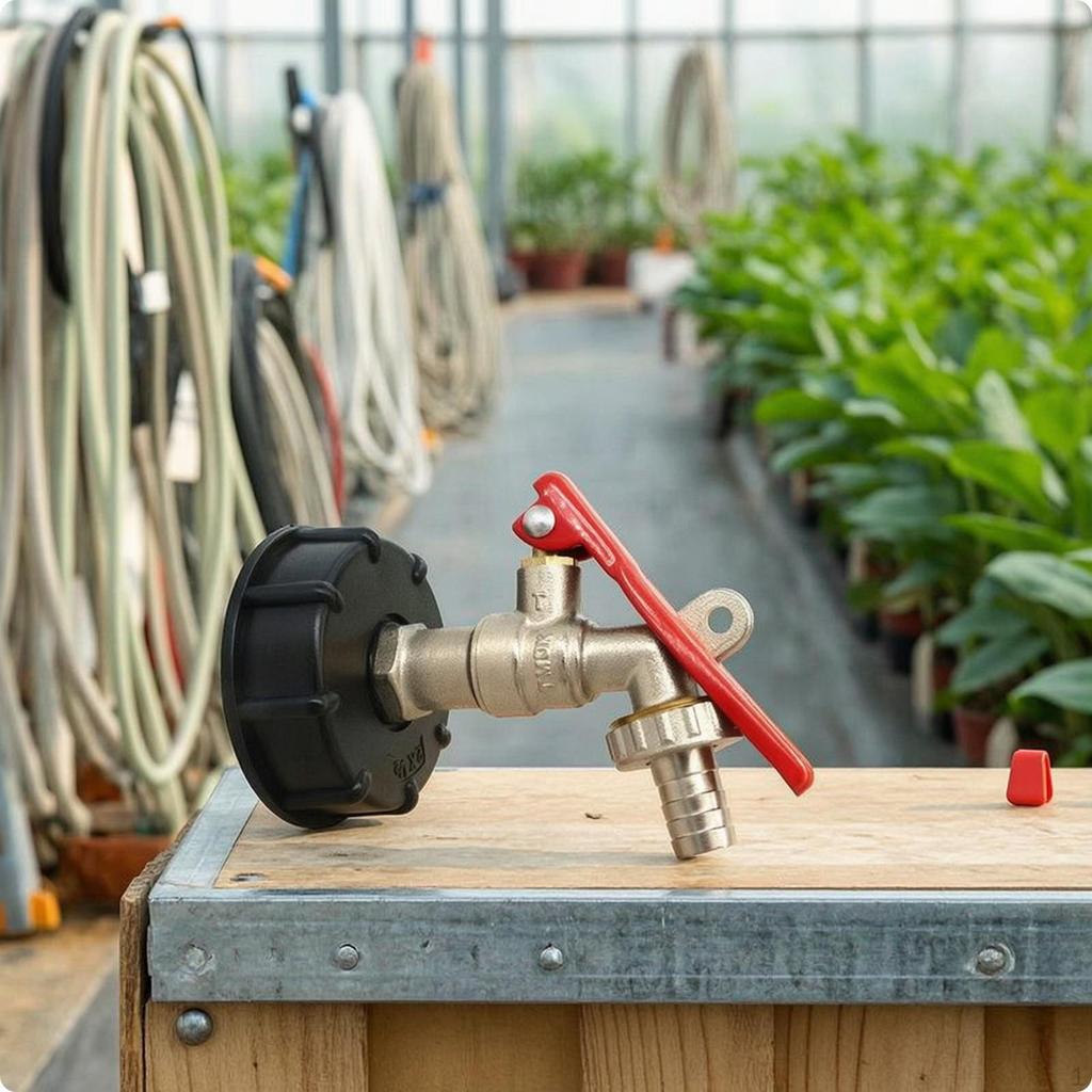 IBC Tank Adapter with Shutoff Brass Tote Leakproof for Garden Watering 12IN Nipple Faucet