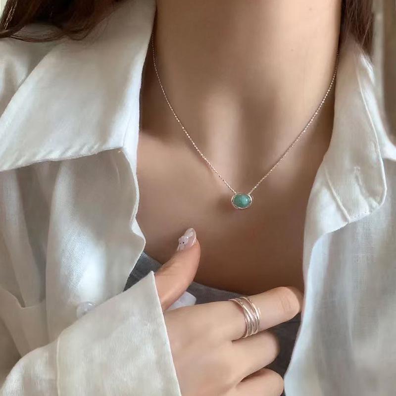 Elegante Damen S925 Sterlingsilber Perlenanhänger Halskette - Leichte Luxus Schlüsselbeinkette