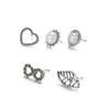 5 pairs Vintage Ear Studs Alloy Imitation Pearl Leaf Earrings Eardrop Gift for Women